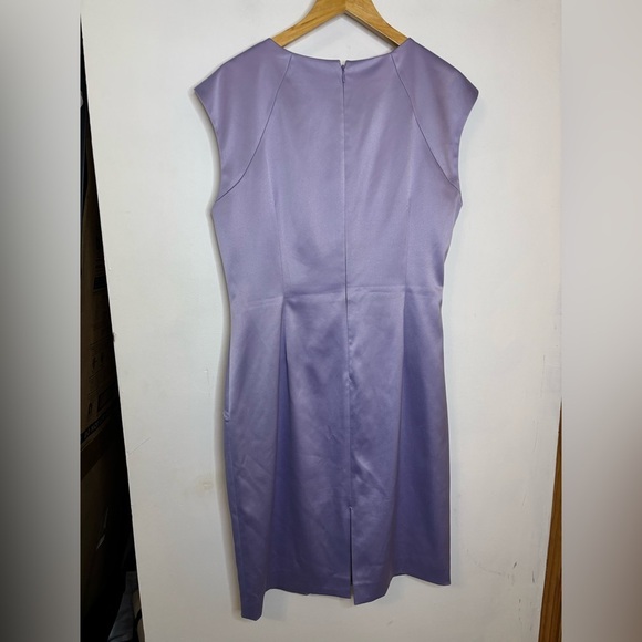 Tahari ASL Lavender Satin Starburst Square Neck Sheath - Picture 7 of 8
